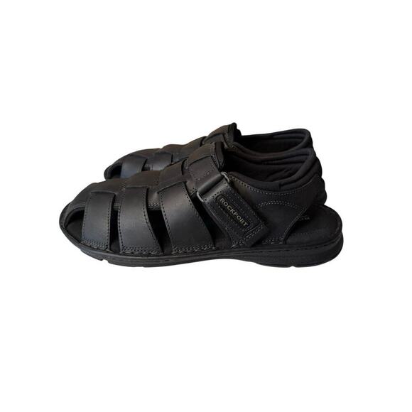 Rockport NEW Darwyn Fisherman Sandals Black Leather Men’s 10.5M - Picture 5 of 10